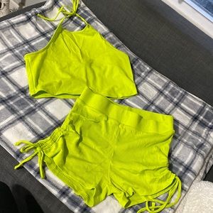 Neon halter crop top & short set